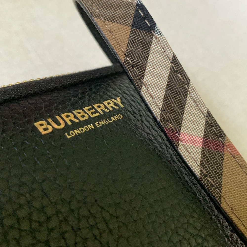Burberry Calf Grain Leather Phone Pouch